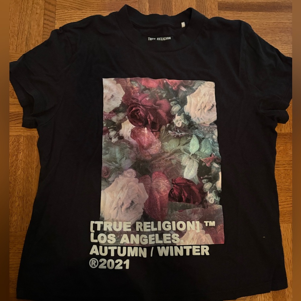 True Religion Black Floral Graphic Tee